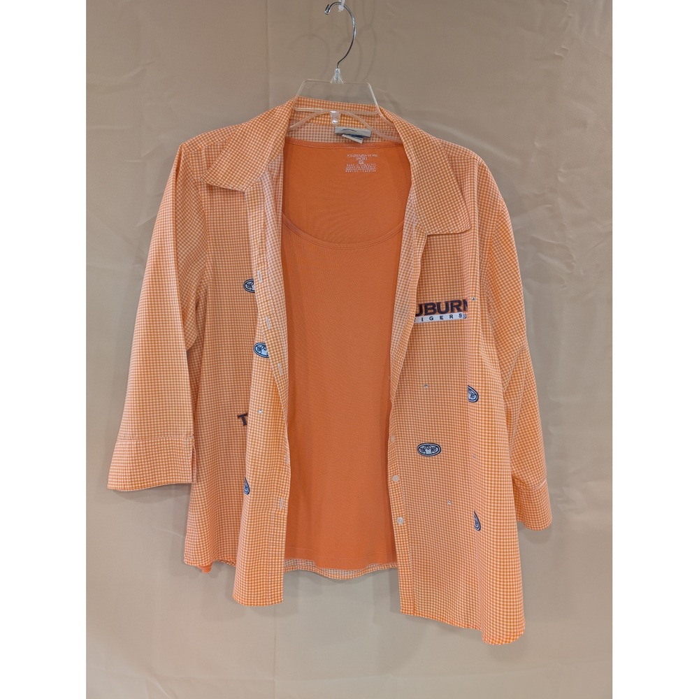 Las Olas Jones New York Sport XL Auburn Tigers Orange Gingham 2-Piece Set